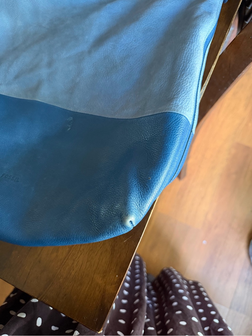 EUC Fossil Maya Hobo Leather Hobo Tote Shoulder Bag Blue - Picture 5 of 6